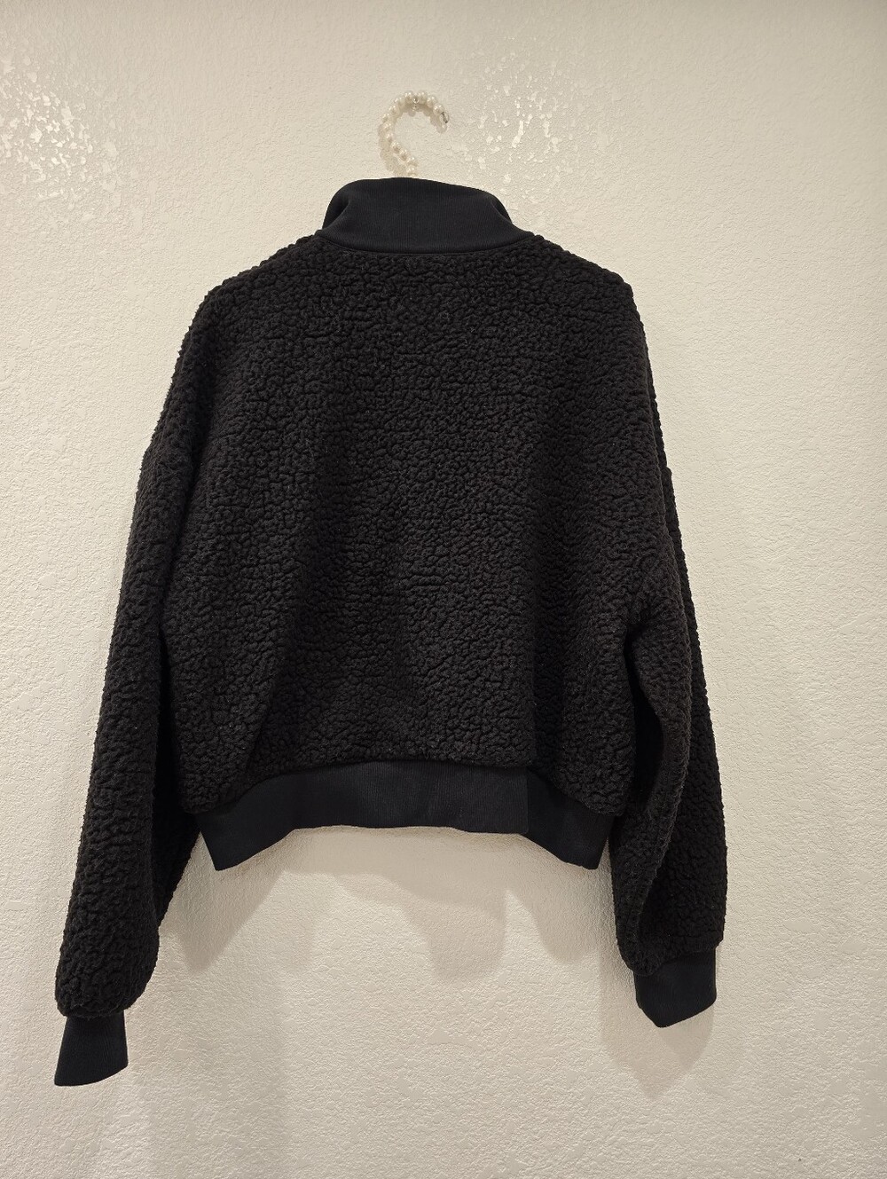 Victoria's Secret PINK Black Cozy Polar  pullover Sherpa sweater S - Picture 4 of 4